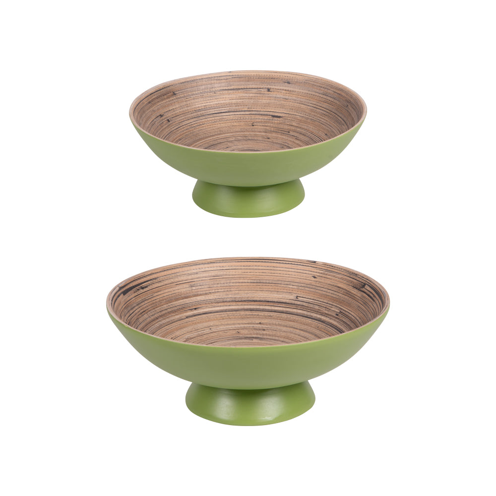 Set de 2 coupes sur pied Bambou vertes 30 et 25 cm Table passion - Mathon