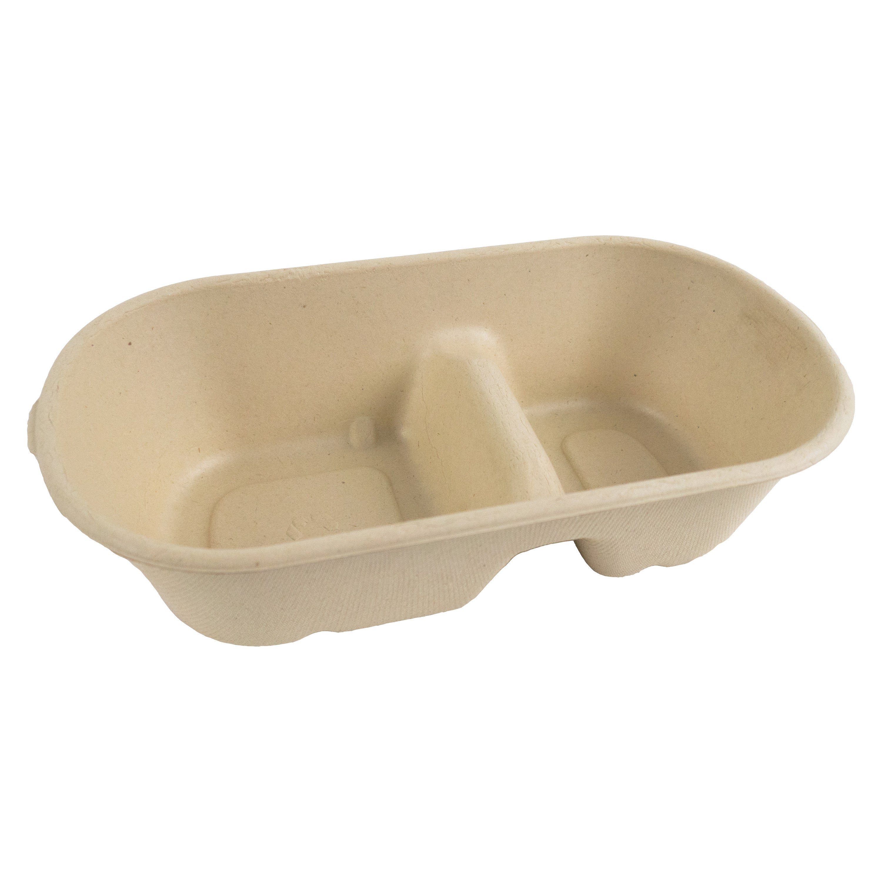 50Pcs - Boîte rectangulaire brune en pulpe 2-compartiments 235x130x60mm 1000ml FirstPack - Mathon