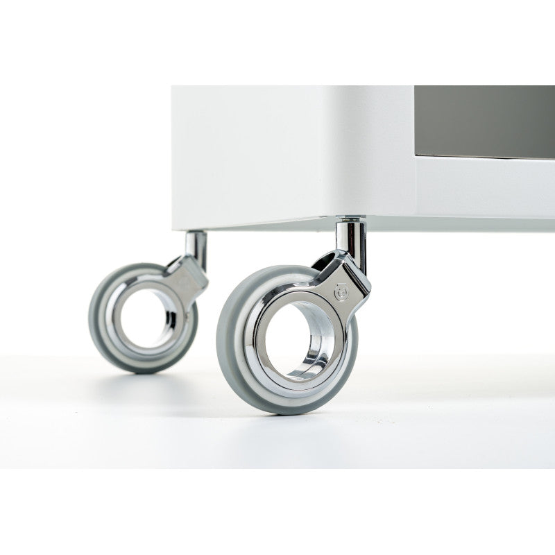 Meuble rangement salle de bain, cuisine, bureau.desserte à roulettes. style scandinave, 42 x 31 x 82 cm., blanc-inox, louise Don Hierro - Mathon - 6