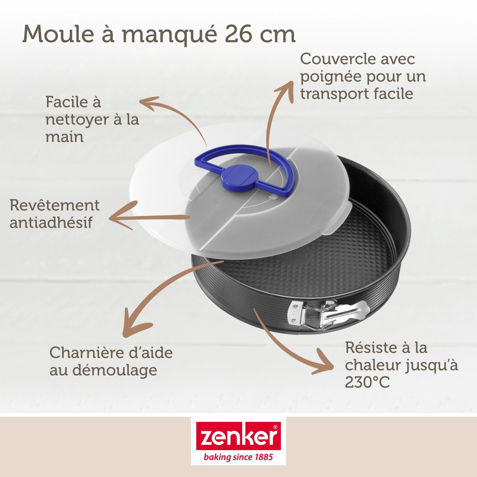 Moule à manqué à charnière 26 cm avec couvercle de transport Zenker Pure Zenker - Mathon - 3
