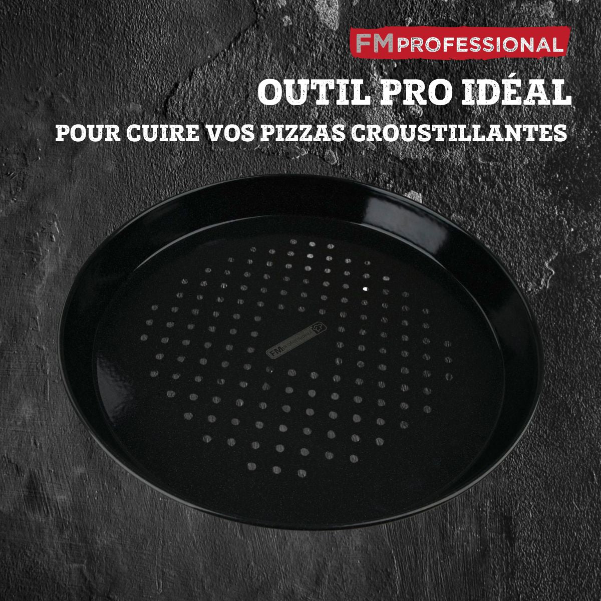 Plaque à pizza perforée ronde four et barbecue 32 cm  Barbecue FM Professional - Mathon - 3