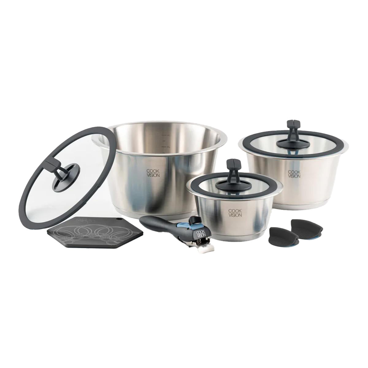 Set de 10 pièces avec couvercle noir Cookvision - Mathon - 1