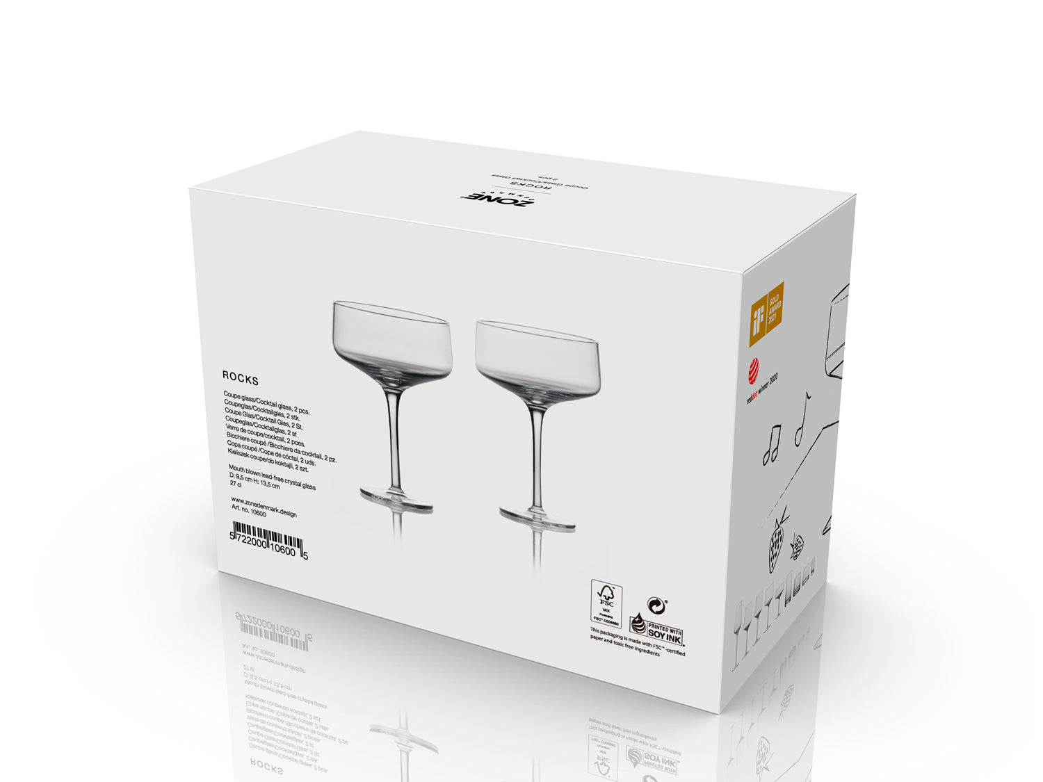 Set de 2 coupes ROCKS en cristal sans plomb Transparent Zone Denmark - Mathon - 4