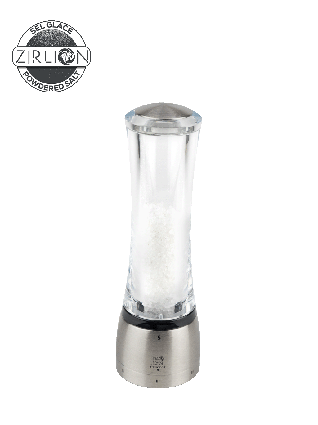 Daman Moulin à sel manuel en acryl et inox, u