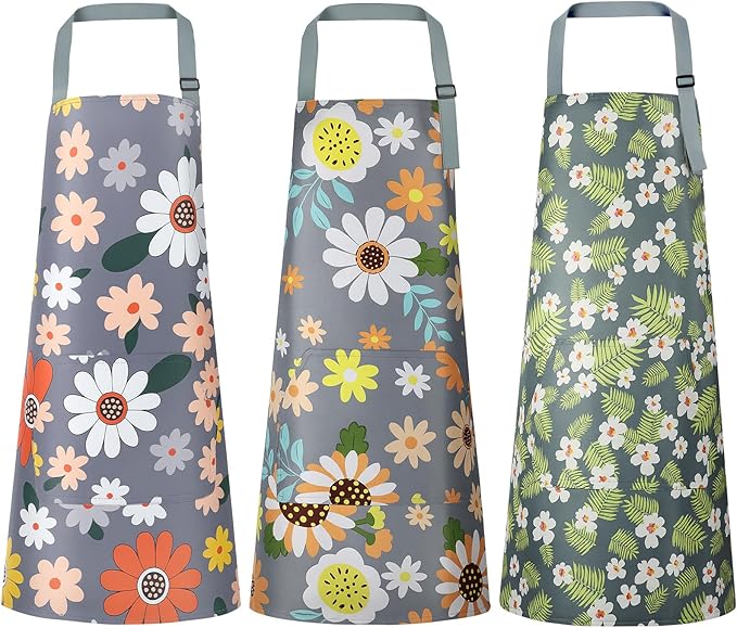 3 Tablier de cuisine ajustable unisexe motif fleurs Vendos85 - Mathon