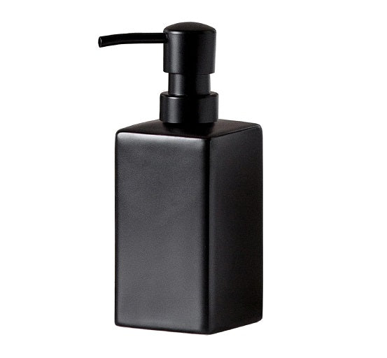 Distributeur de savon carré en céramique de 414 ml noir mat Vendos85 - Mathon