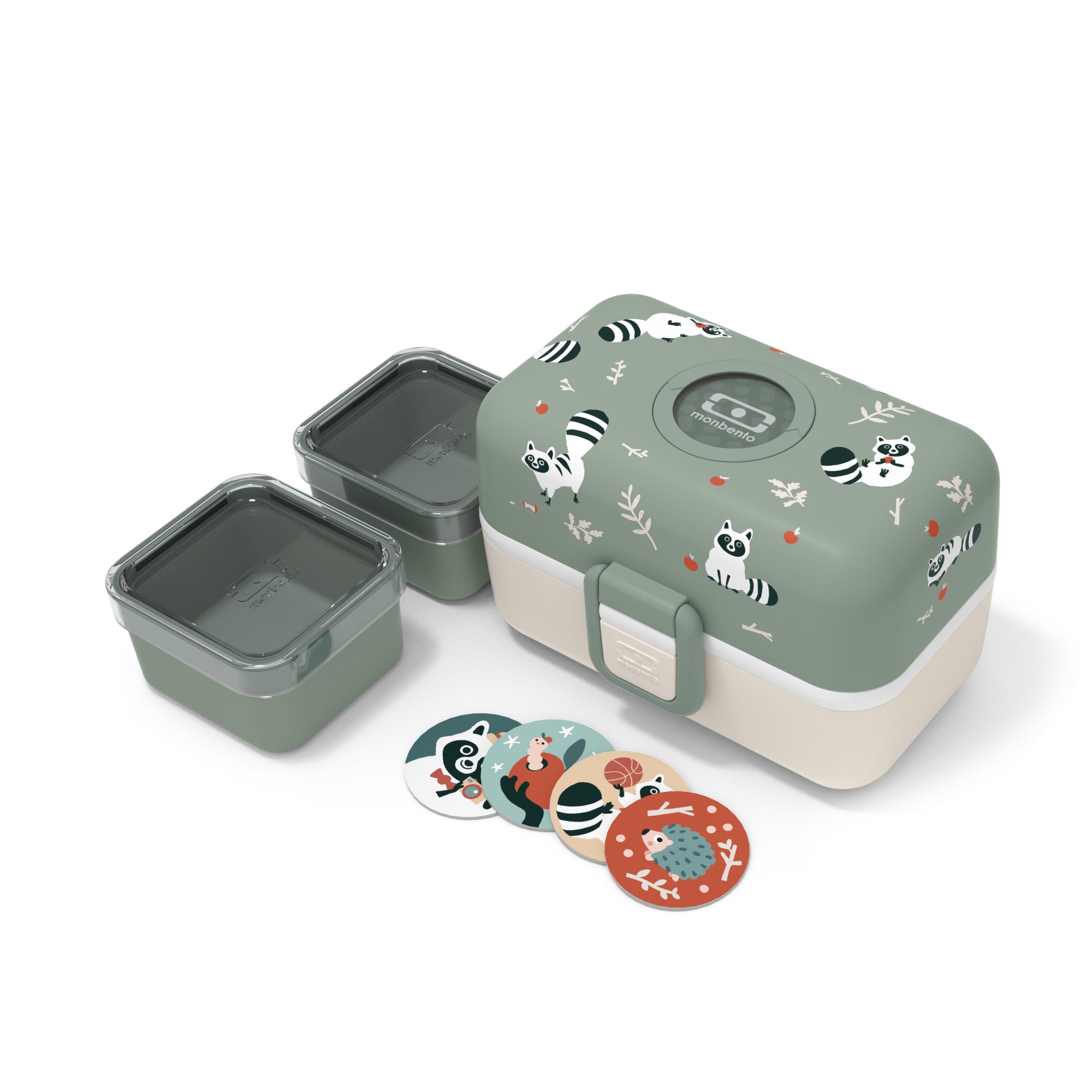 Lunch box à compartiments pour enfant Tresor 800ml Vert Raton Laveur Monbento - Mathon - 1