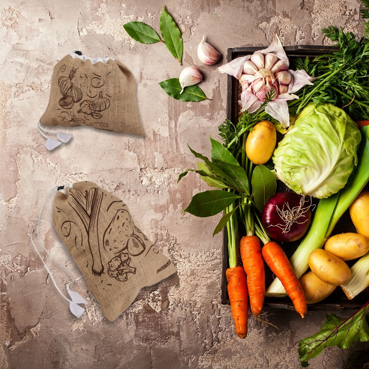 Ensemble de 2 sacs à provisions en jute  Nature Fackelmann - Mathon - 2