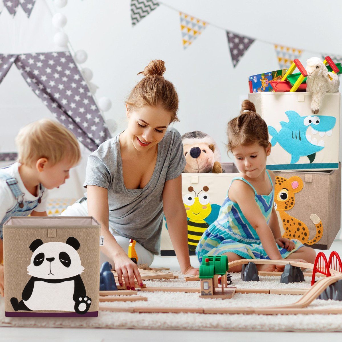 Boîte de rangement en tissu pour enfant "panda", compatible Ikea Kallax Lifeney Fackelmann - Mathon - 2