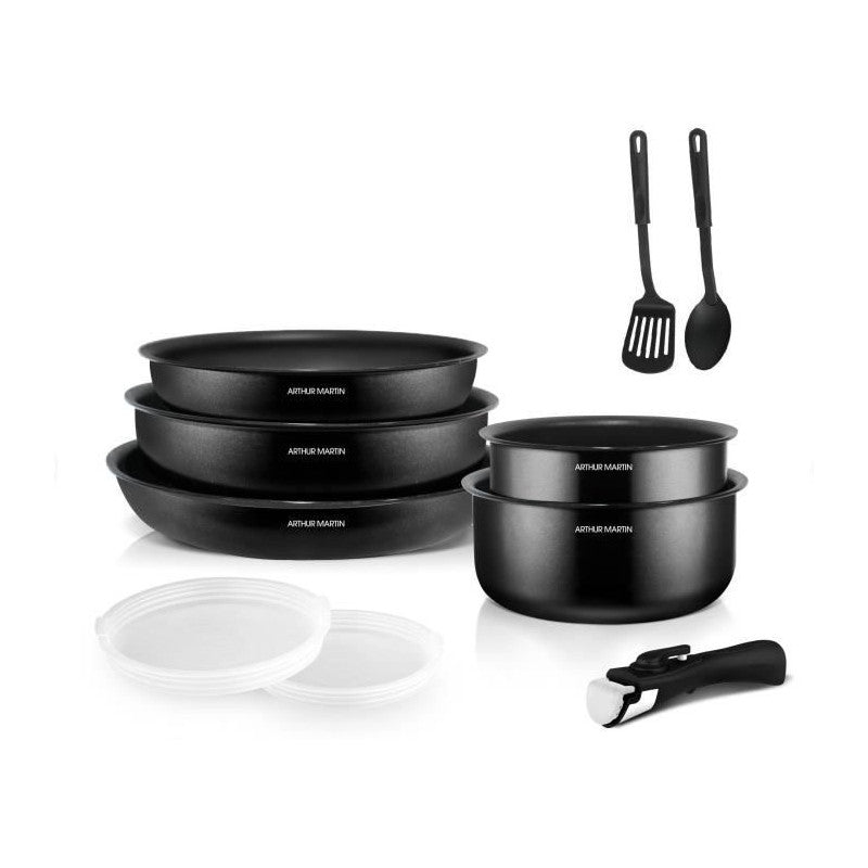 Batterie De Cuisine 10 Pieces   - Aluminium - Tous Feux Sauf Induction - Noir Arthur Martin - Mathon - 2