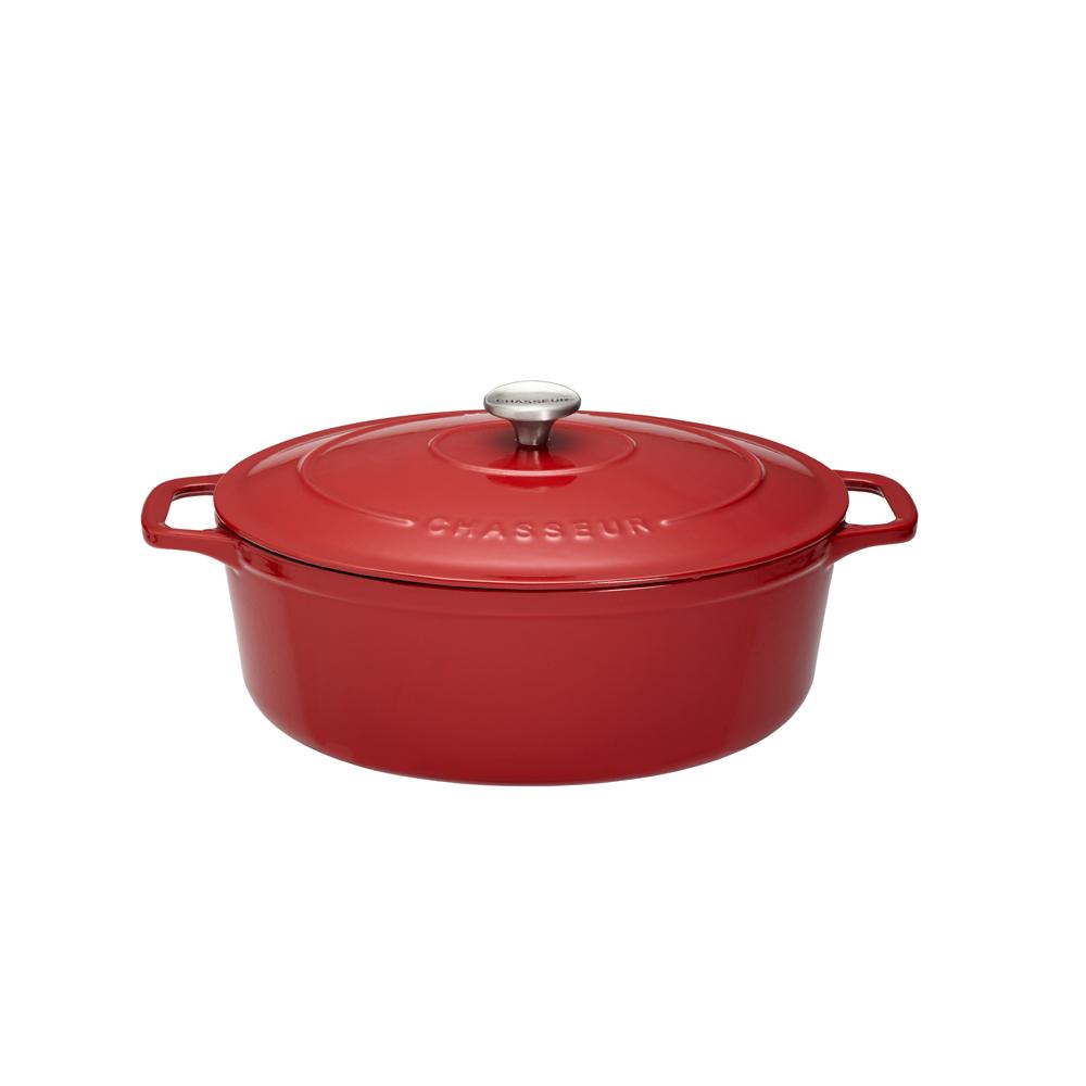 Cocotte ovale 25 cm rouge Chasseur - Mathon - 1