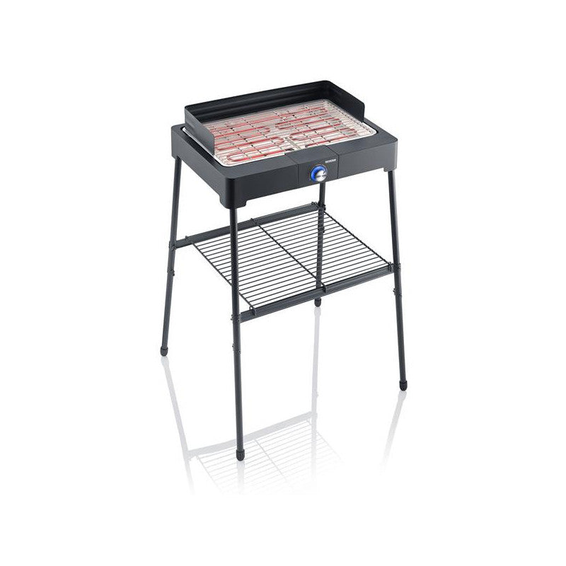 Barbecue Sur Pieds  Noir   2200 W  Th° 44,5x26cm Grille Inox  Pare-vent   - 8566 Severin - Mathon - 2