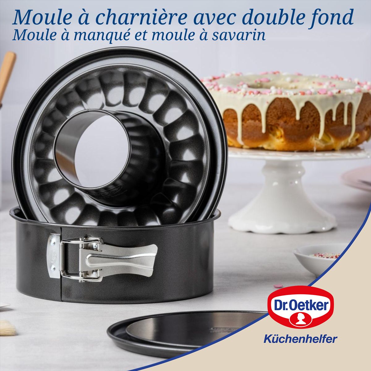 Ensemble de 2 Moules à manqué à charnière avec fond à savarin 20 cm Dr Oetker Back Freude Dr. Oetker - Mathon - 2