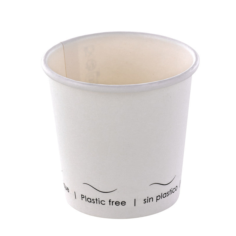 50Pcs - Gobelet Eden blanc en carton sans plastique, Waterbased  H62mm 120ml FirstPack - Mathon - 1