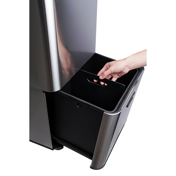 Poubelle de cuisine 3 bacs de tri sélectif 63 L inox Mathon - Mathon - 4