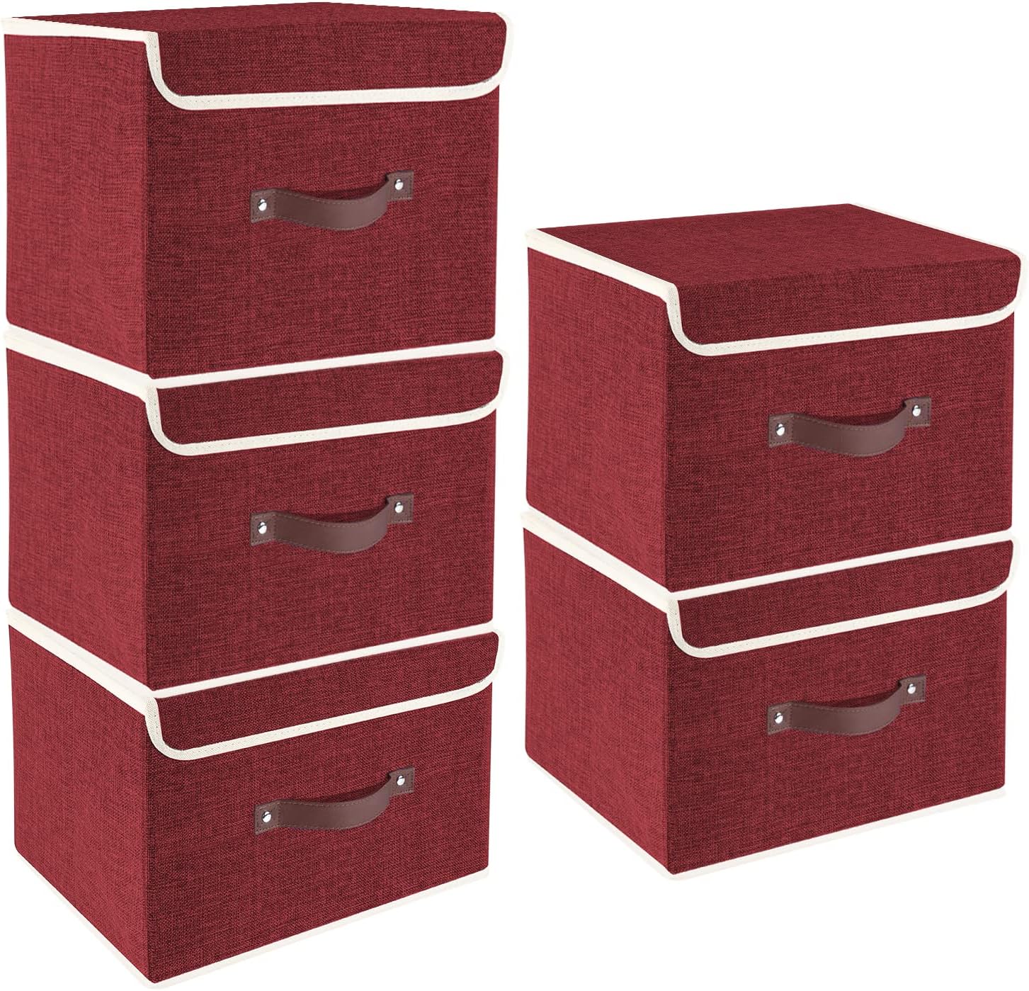 Set de 5 boîtes de rangement pliables rouges Vendos85 - Mathon