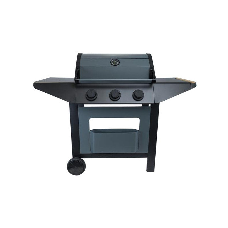 Barbecue Gaz 10,5kw 3 Bruleurs Gril Et Plancha Fonte Emaillee Sur Chari Cook In Garden - Am253t Cook