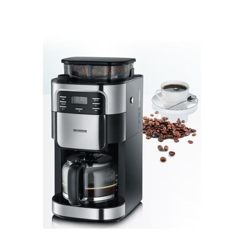 4810 Cafetiere Filtre Avec Broyeur Integre - Noir Et Inox - 1000w - 1,4 L Severin - Mathon