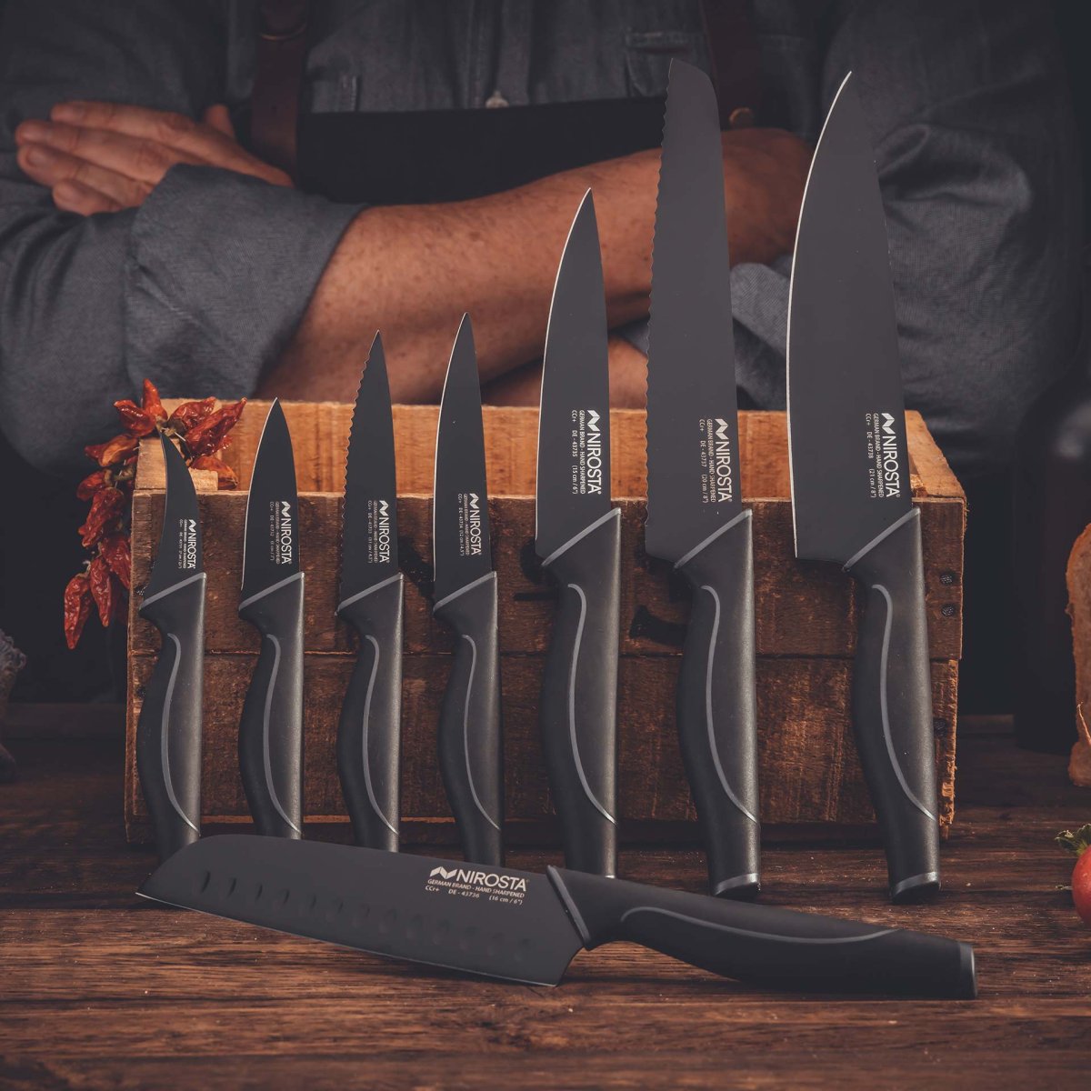 Couteau de cuisine Santoku lame de 16 cm  Black Edition Nirosta - Mathon - 7