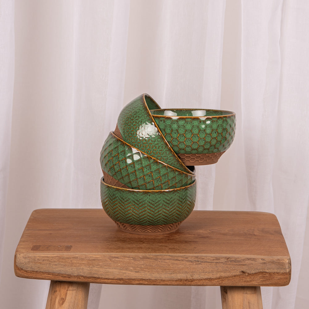 Coffret de 4 coupelles Jaspe 12 cm vert Table passion - Mathon - 3