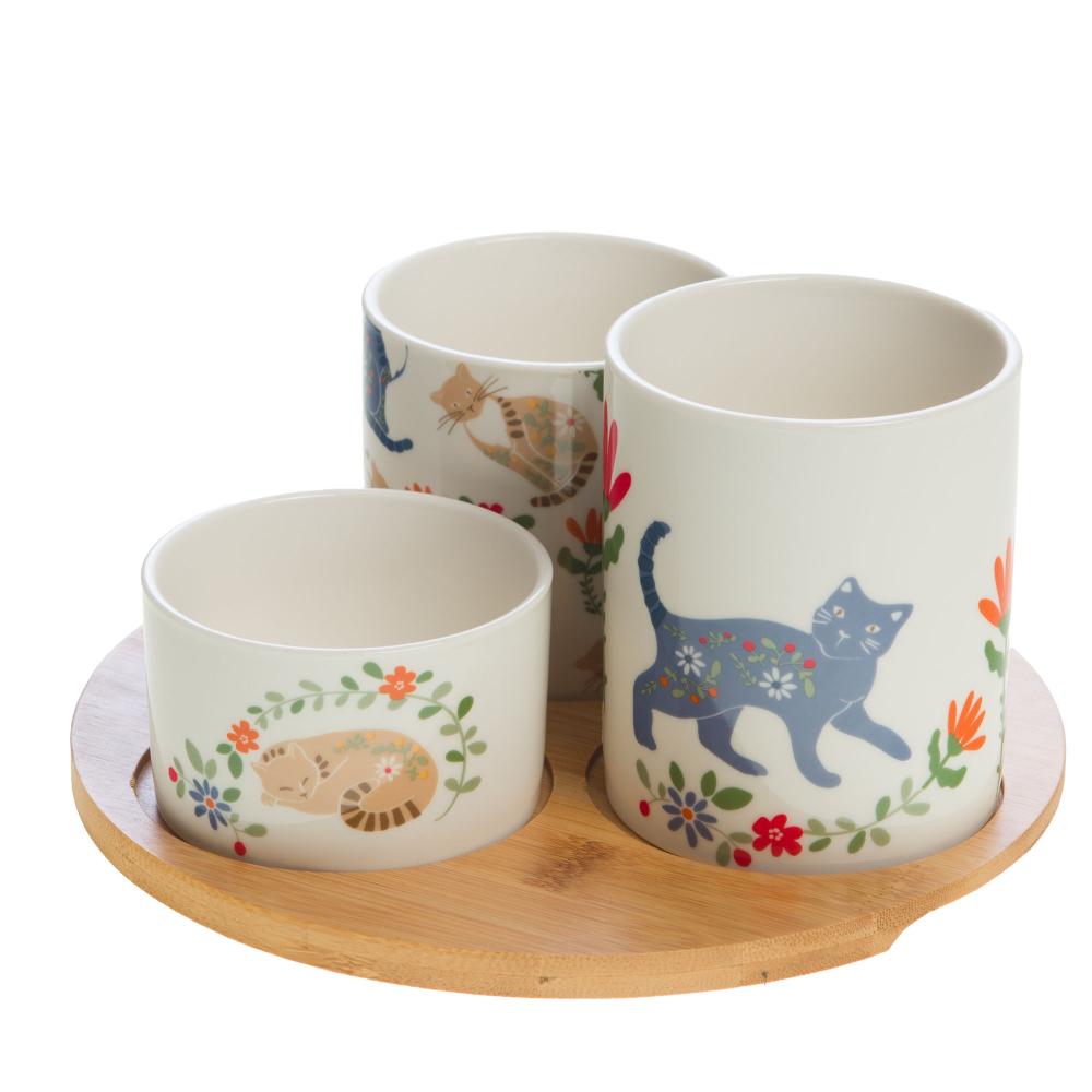 Plat rond et ses 3 bols Loris Amadeus - Mathon - 1