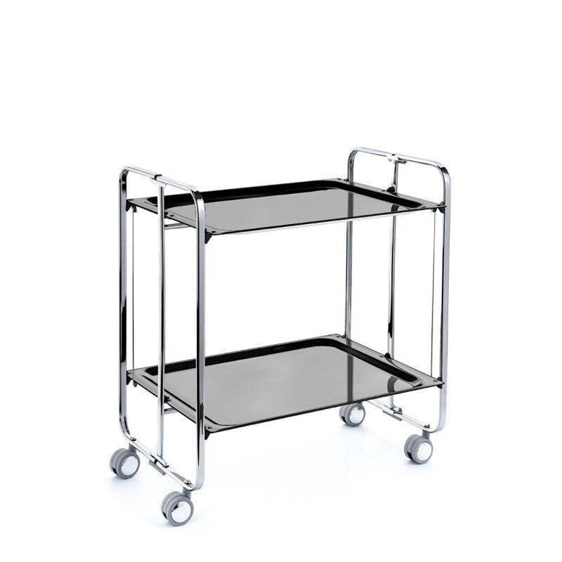 Desserte pliante 2 niveaux avec roulettes – structure chromée, bauhaus Don Hierro - Mathon - 1