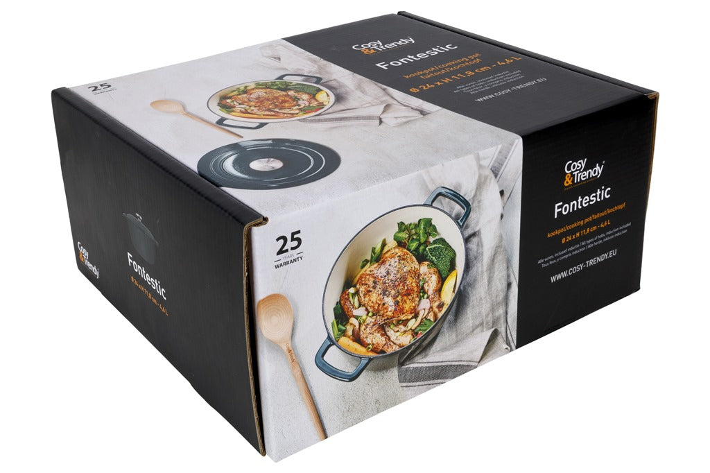 Cocotte en Fonte émaillée, FONTESTIC, Bleu Canard, D24 cm Cosy & Trendy - Mathon - 4