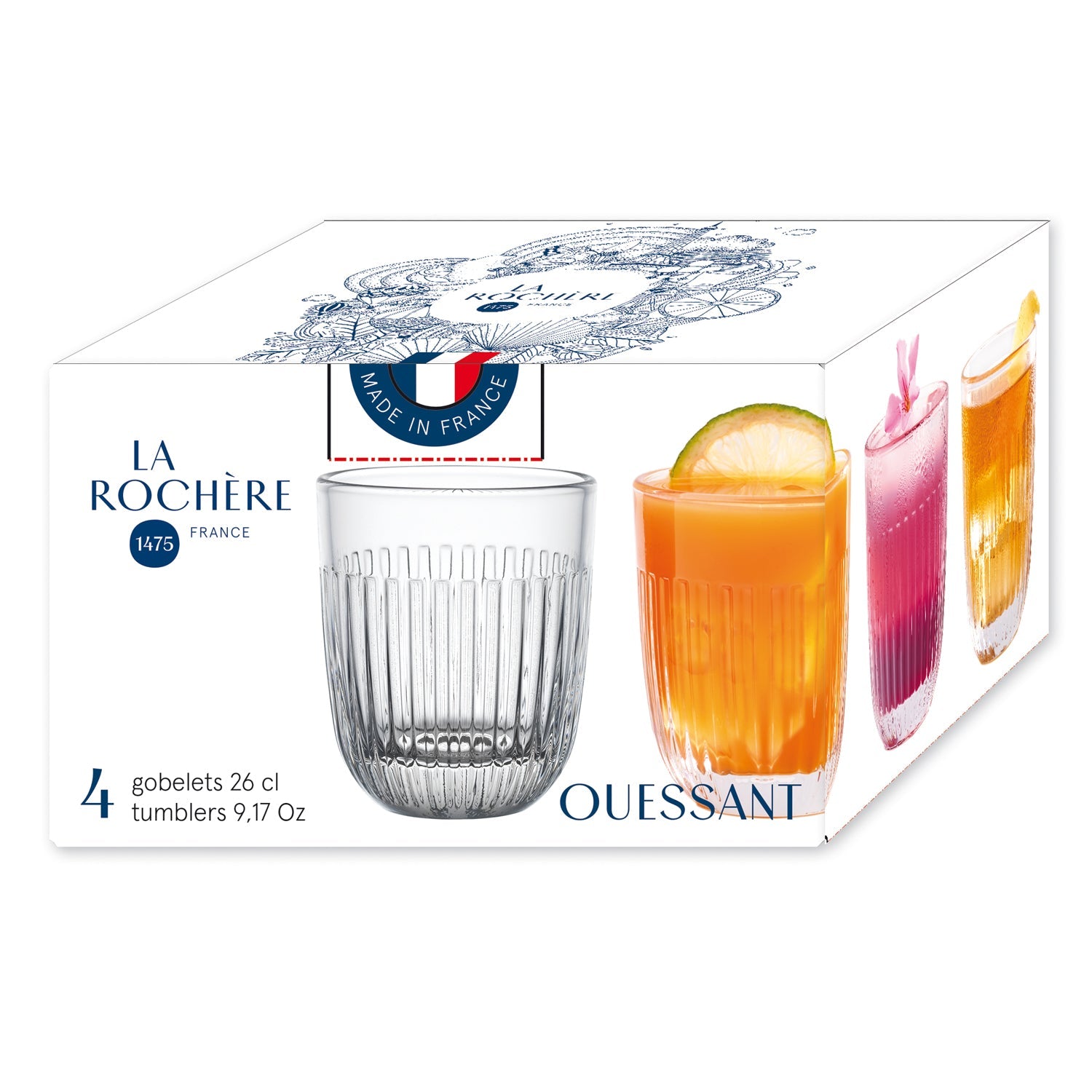 Coffret de 4 verres à eau Aubergine, OUESSANT La Rochère - Mathon - 2