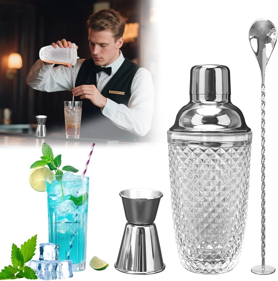 Shaker à Cocktail 400 ml Texture Diamant Argent Vendos85 - Mathon