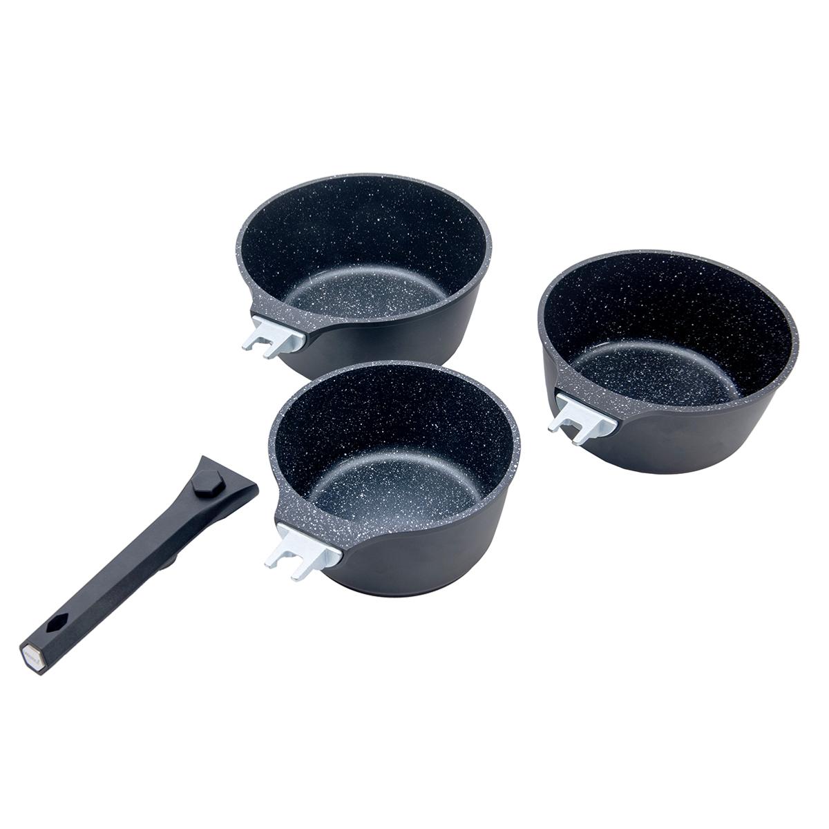 Set de 3 casseroles noir amovible 16/18/20cm - "Alizée" Laguiole Cuisson - Mathon - 1