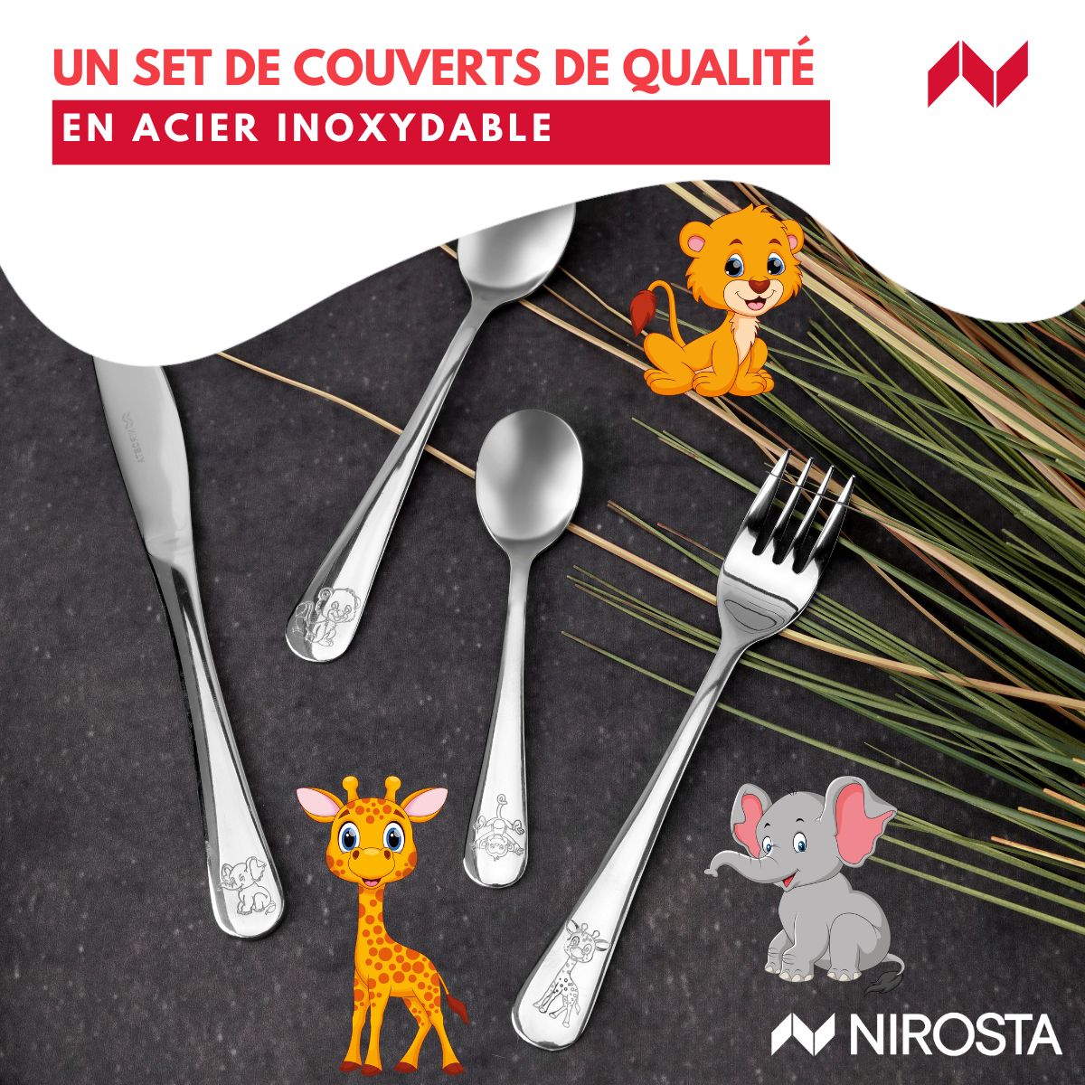 Set de 4 couverts pour enfants  Safari Nirosta - Mathon - 4