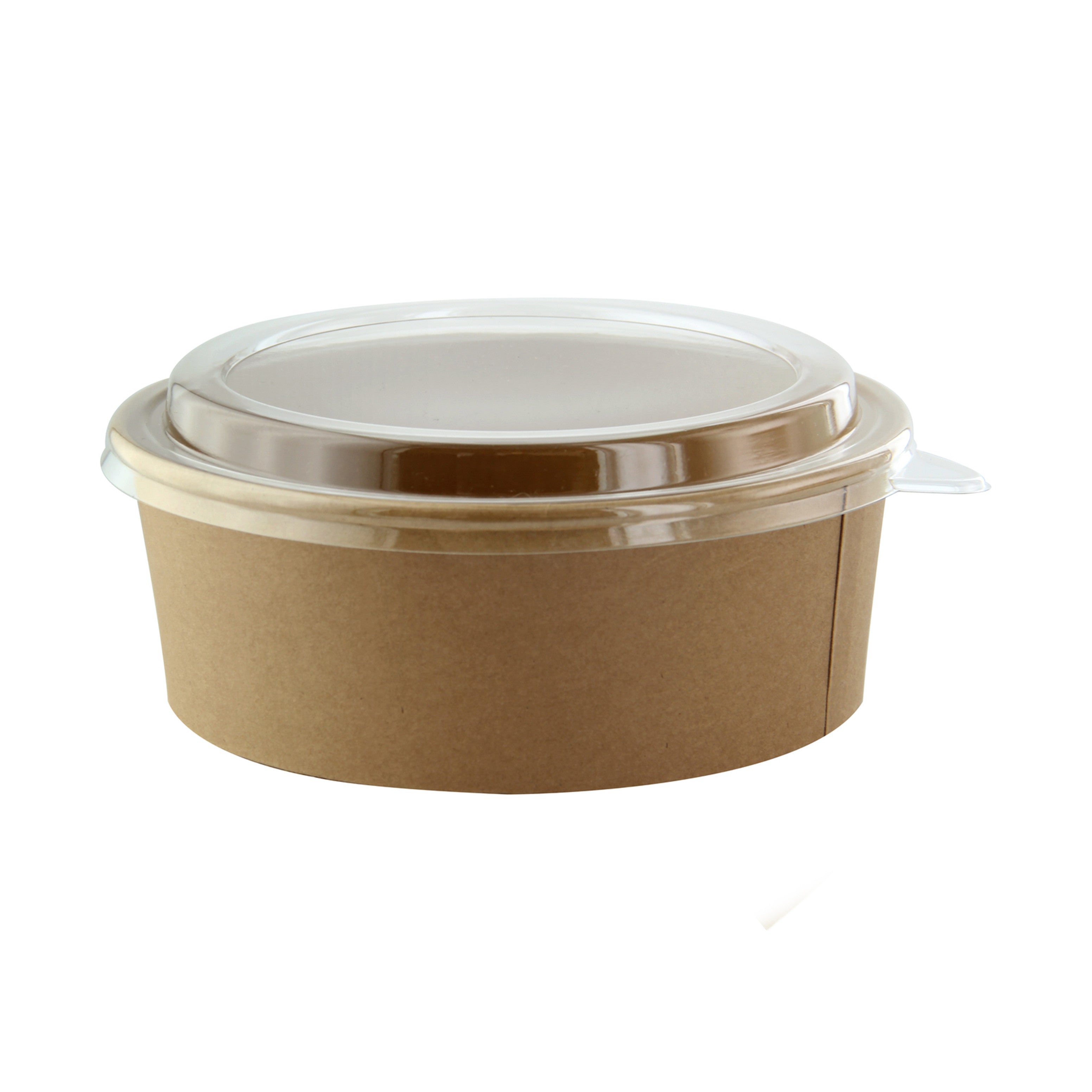25Pcs - Saladier rond en carton kraft avec couvercle plastique PET Buckaty  H75mm 1200ml FirstPack - Mathon