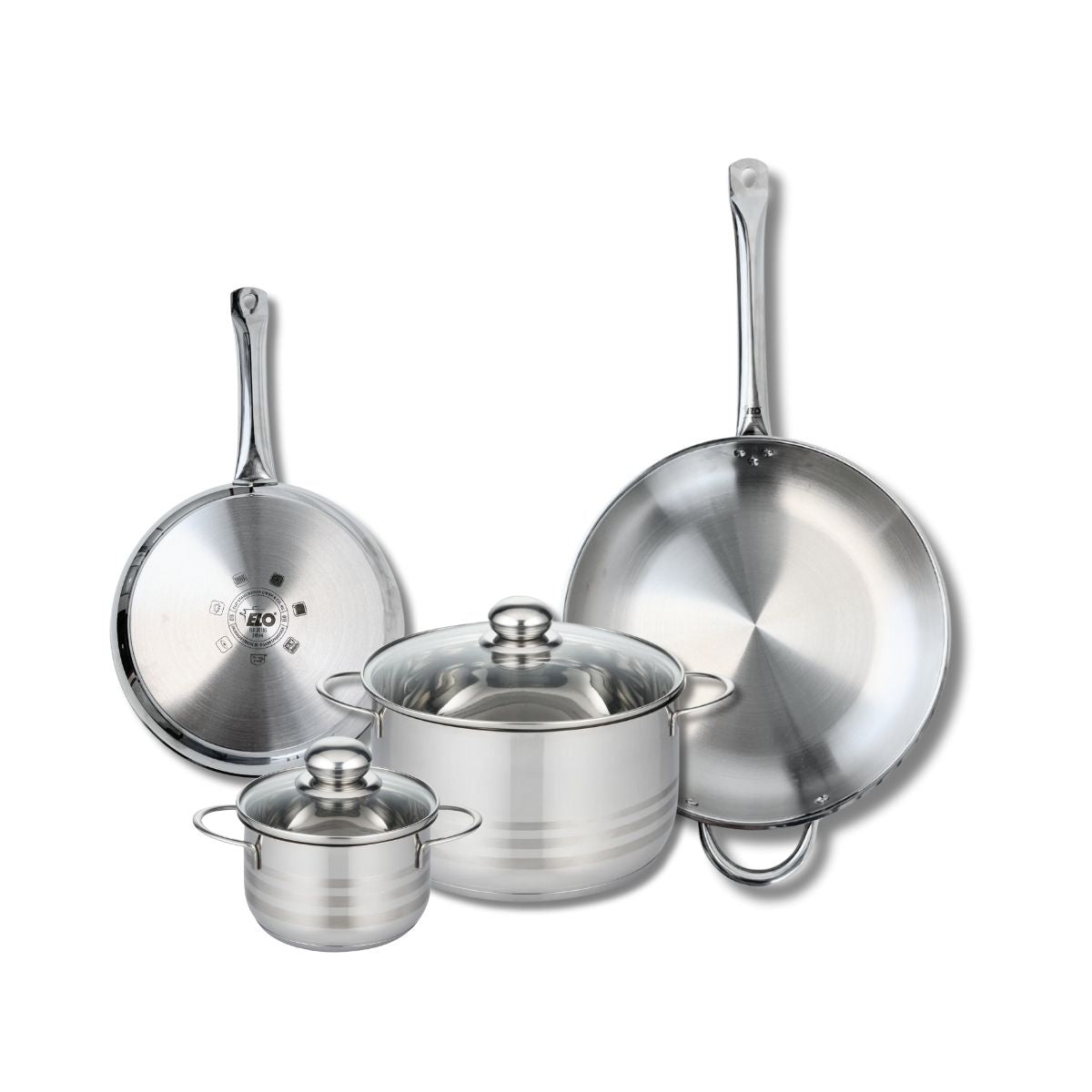 Ensemble de 2 Poêles de cuisson 24 et 32 cm et 2 faitouts 14 et 24 cm  Profi Brillant Elo - Mathon - 1