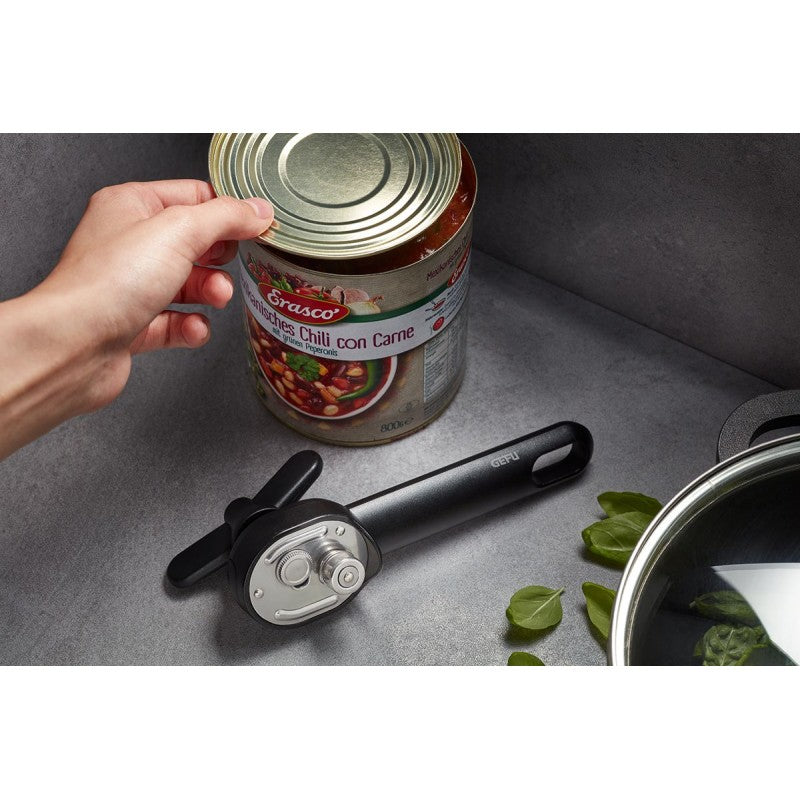 Ouvre-boîte Ontop en acier et plastique noir Gefu - Mathon - 4