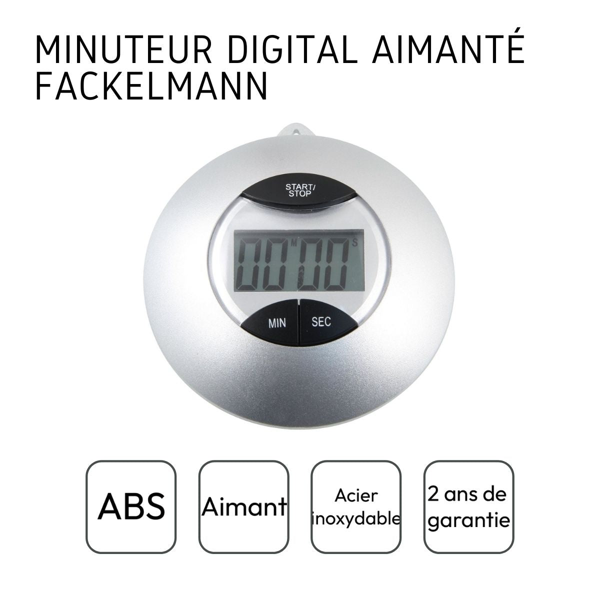 Minuteur digital de cuisine aimanté avec pile incluse  Basic Fackelmann - Mathon - 4