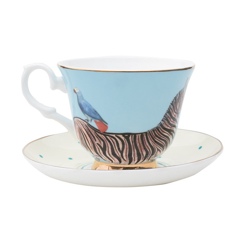 Paire Tasse thé (1 tasse + 1 sous-tasse) 280ml - Zèbre Yvonne Ellen - Mathon