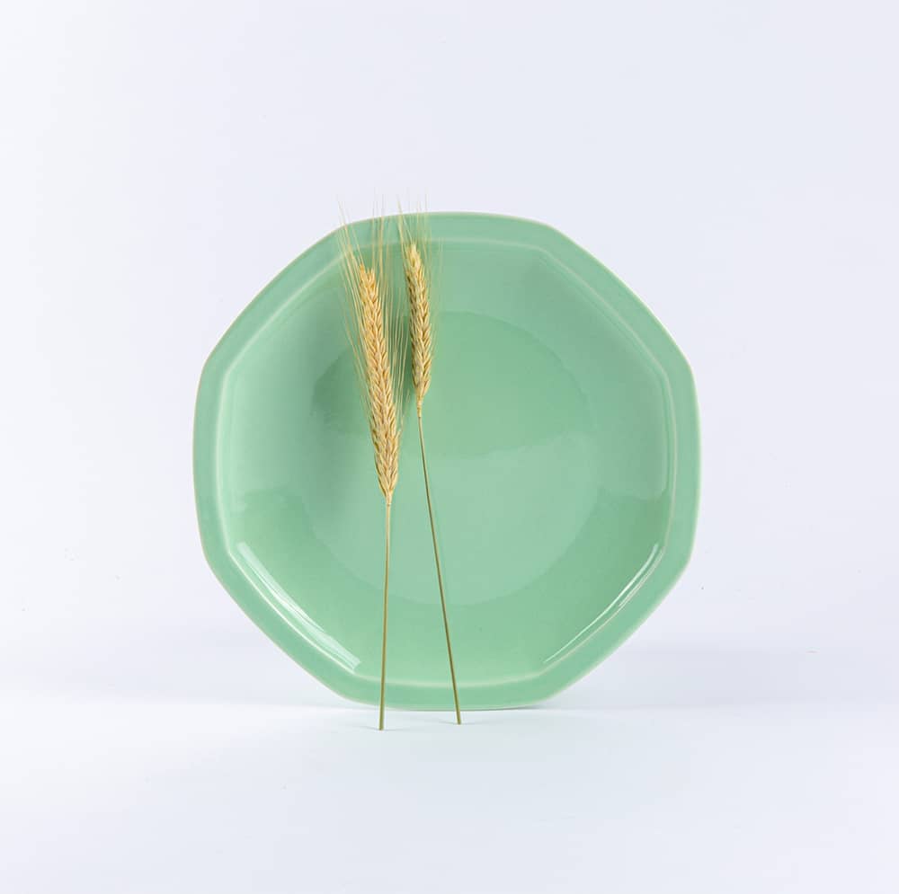 Assiette plate Octogonale verte OGRE La Fabrique - Mathon - 1