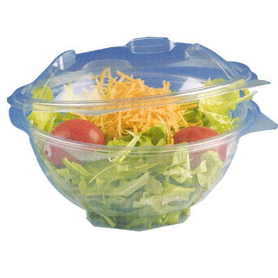 50Pcs - Saladier rond transparent PET avec couvercle attaché   H56mm 500ml FirstPack - Mathon - 2