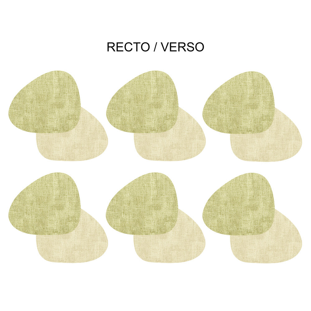 Set de 6 dessous de verre fabrik galet vert beige Table passion - Mathon - 1