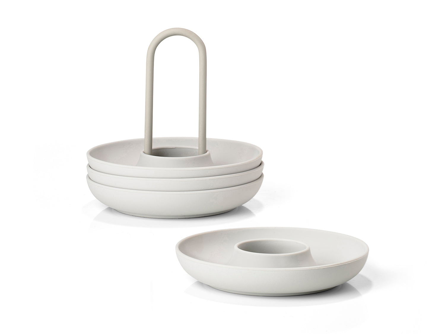 Set de 4 coquetiers avec support SINGLES en silicone Gris chaud Zone Denmark - Mathon - 1