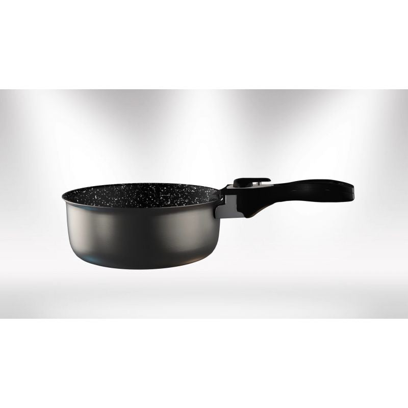 Batterie de cuisine revêtement pierre avec manche amovible 5 pièces noir Herzberg HG8051-BLK Herzberg - Mathon - 4