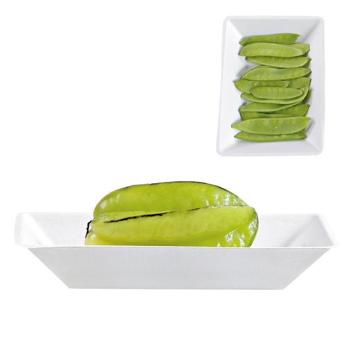 Assiette rectangulaire blanche en pulpe "Eco-Design" 450 ml 17 x 13 x 2,8 cm - 50 unités FirstPack - Mathon