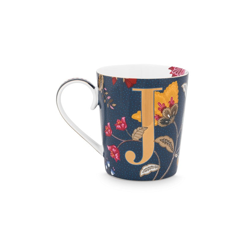 Mug Alphabet Floral Fantasy Bleu - J - 350ml Pip Studio - Mathon