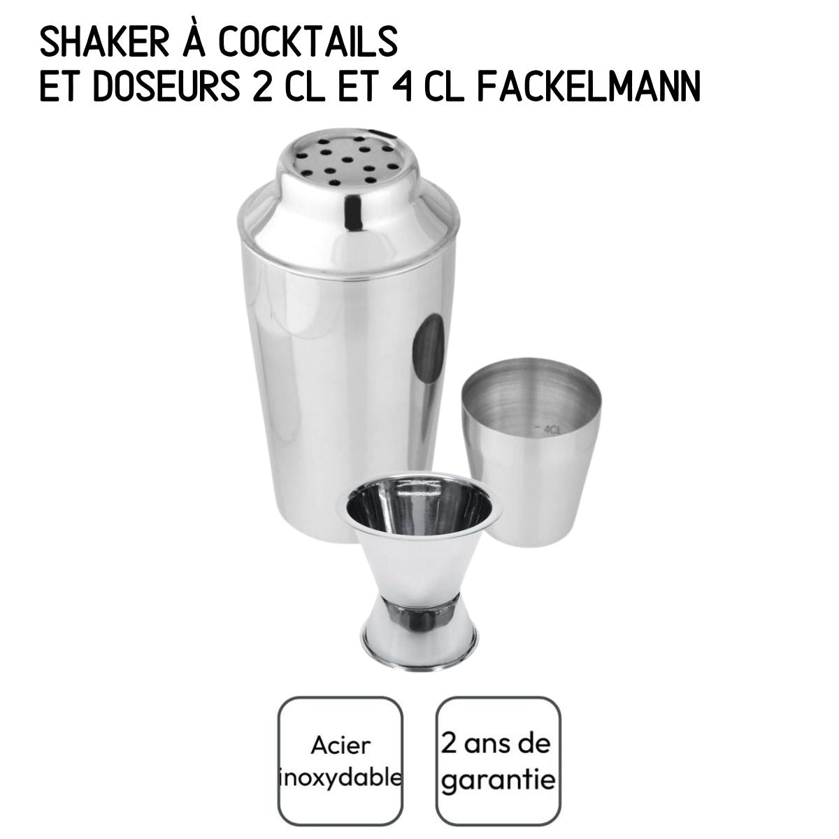 Set Shaker à cocktails en inox 400 ml et Doseur à alcool 2 cl et 4 cl  Bar Concept Fackelmann - Mathon - 5