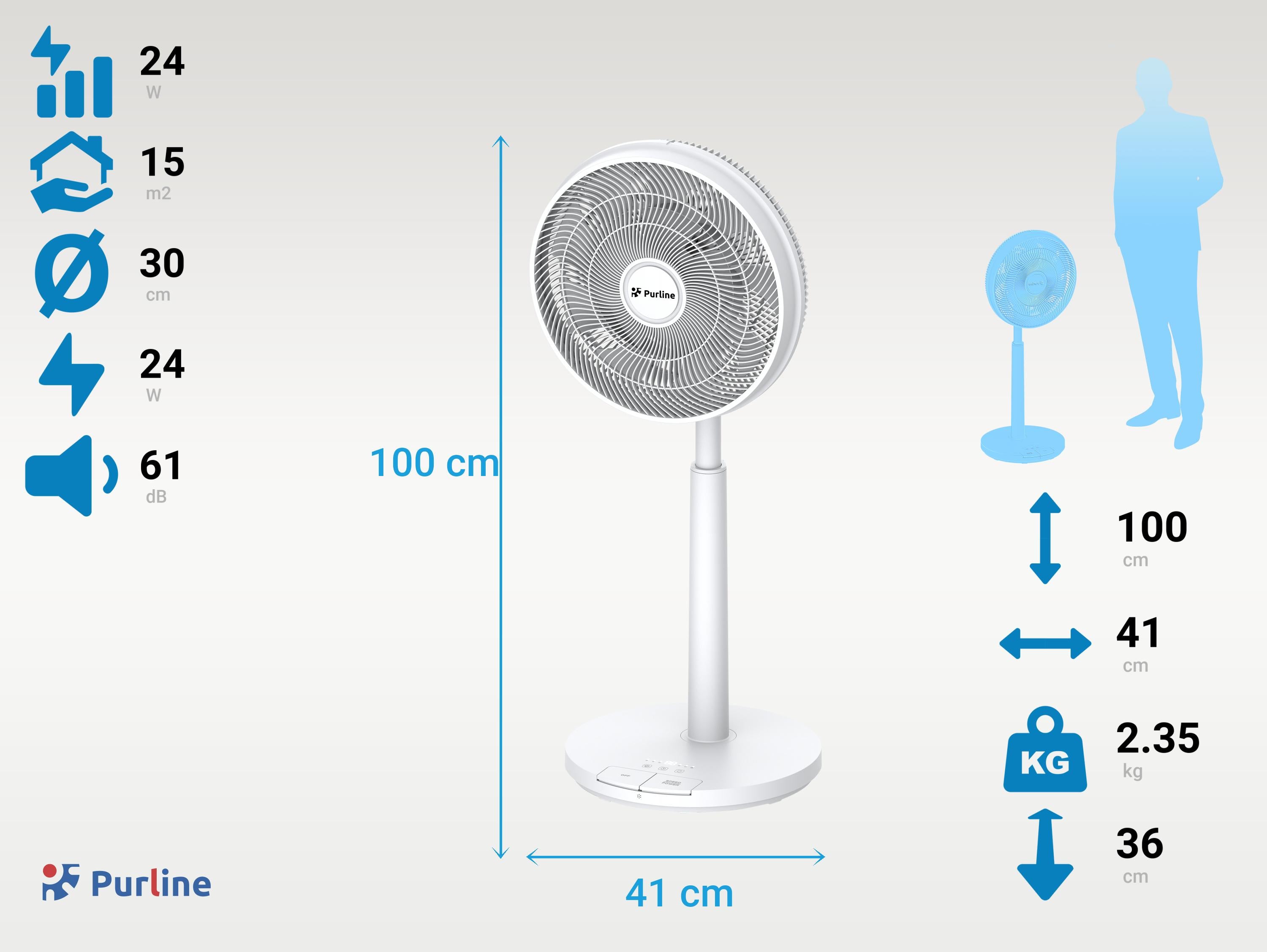 Ventilateur de sol DC avec batterie et 9 pales Purline - Mathon - 4