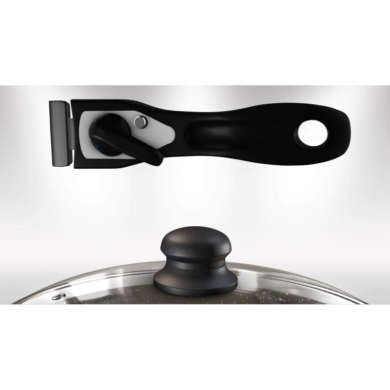 Batterie de cuisine revêtement pierre avec manche amovible 5 pièces noir Herzberg HG8051-BLK Herzberg - Mathon - 5