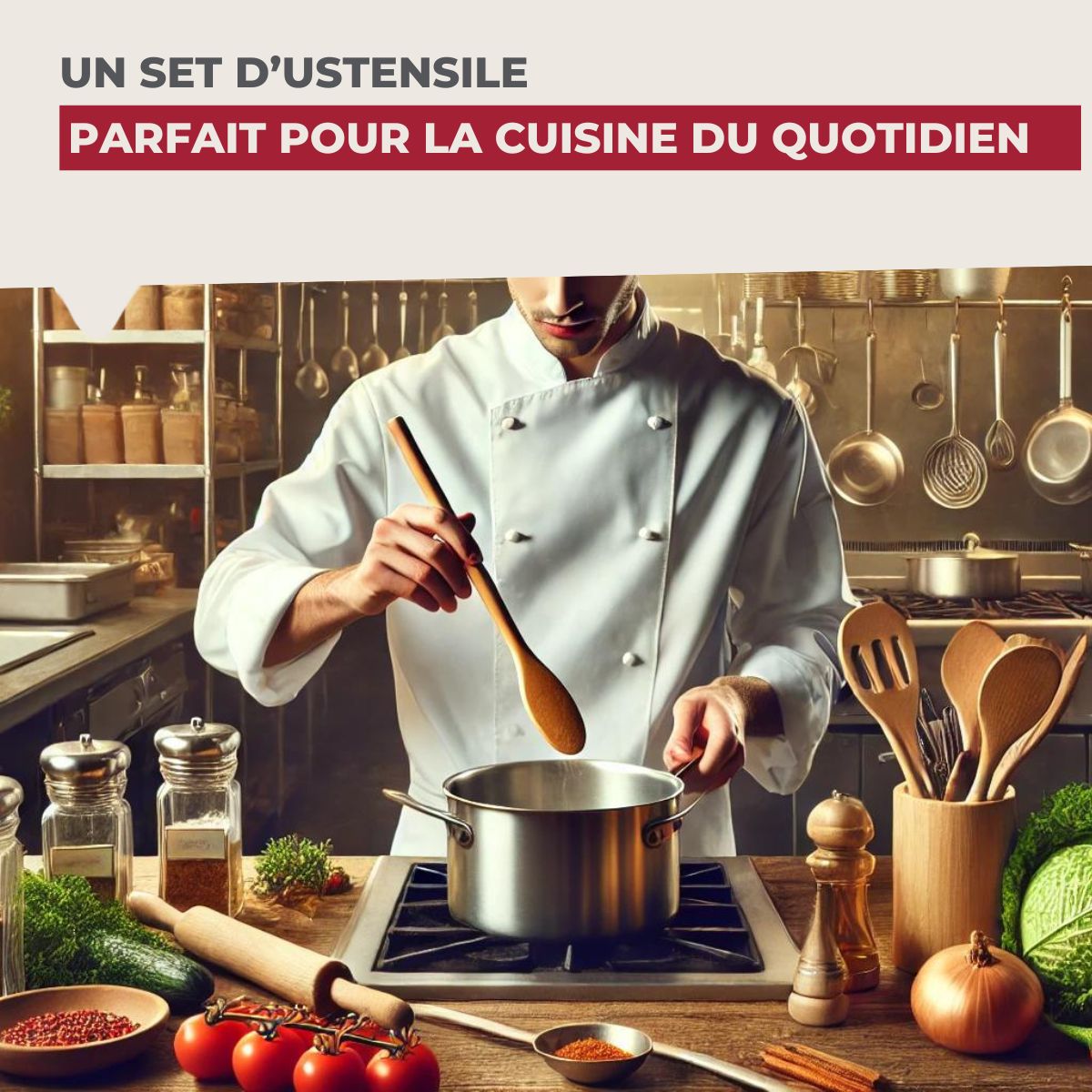Set de 4 ustensiles de cuisine en bois FSC  Nature Fackelmann - Mathon - 6