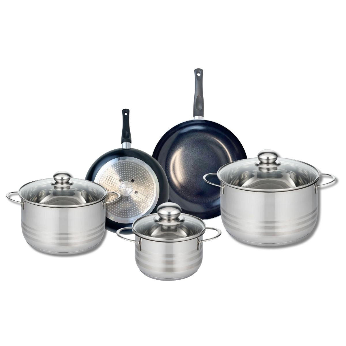 Ensemble de 2 Poêles de cuisson 20 et 24 cm et 3 faitouts 16, 20 et 24 cm  Prima Brillant Elo - Mathon - 1