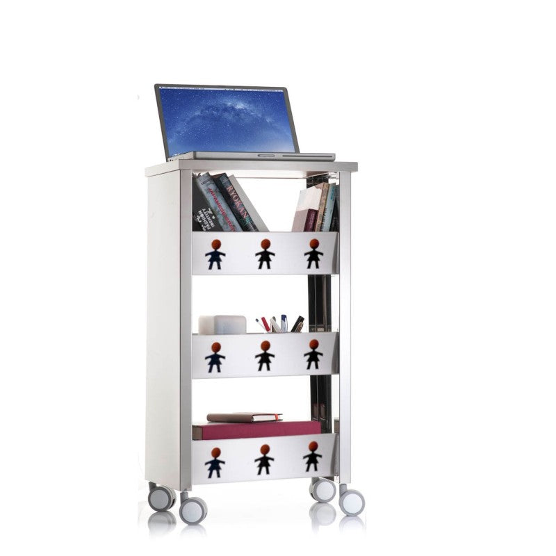 Chariot de rangement, étagère à roulettes, 83,50 x 43,5 x 30,5 cm., BALI, Acier Inoxydable Don Hierro - Mathon - 3