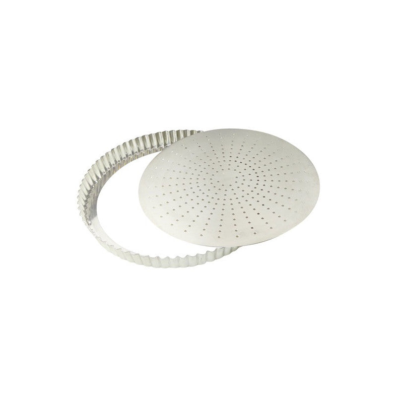 Tourtière Cannelée Perforée - Fer Blanc - Fond Mobile - ø 300 Mm H28 Mm Gobel - 126445 Gobel - Mathon